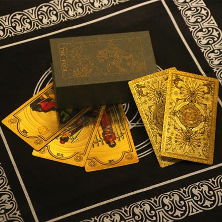 Lyxiga Tarotkort med Guldfolie - Orakelkort för Spådom - Hög Kvalitet - Guld - En Storlek