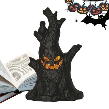 Halloween Dekorativ Spøgelsestræstub med LED-lys, Lysende LED Spøgelsestræstub Batteridrevet til Halloween-fest 1 PC