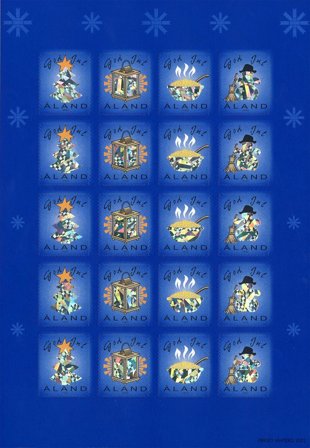 Åland - Julemærkeark 2002 - Selvklæbende