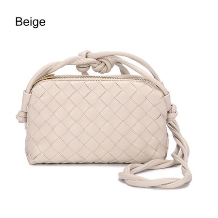 Crossbody taske til kvinder PU flettet BEIGE