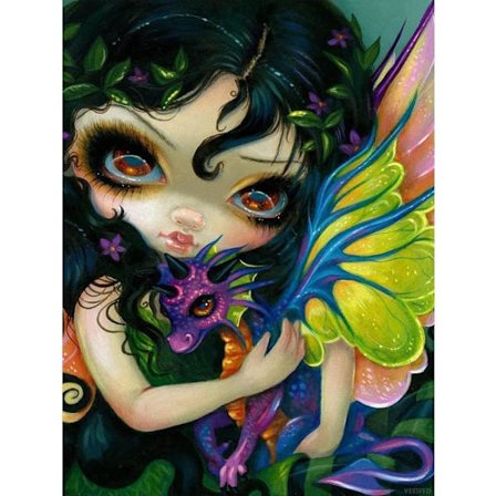 5D aikuisten digitaalinen täydellinen timanttimaalaus isot silmät nukke tyttö eläin
