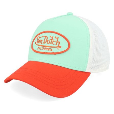 Von Dutch - Blå trucker Keps - Oval Patch White/Turqouise/Red A-Frame Trucker @ Hatstore