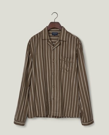Lexington Casual tencel langermet skjorte, grønn/hvit stripe
