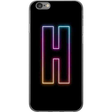 Kompatibel Mobilcover til Apple Apple iPhone 6s Minimalistisk neonbogstav H i farveskiftende lys mod sort baggrund med moderne typografisk følelse