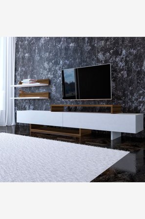 Hanah Home - Mediebenk Nirvana Teak - Hvit - TV-benker & mediebenker - Fra Homeroom