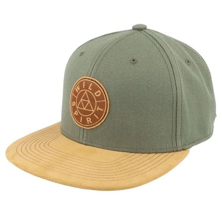 Wild Spirit - Grön snapback Keps - Logo Basic Mountain Suede Olive Snapback @ Hatstore