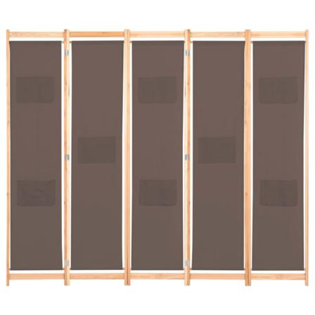 Vidaxl Rumsavdelare 5 Paneler 200x170x4 Cm Brun Tyg Brun