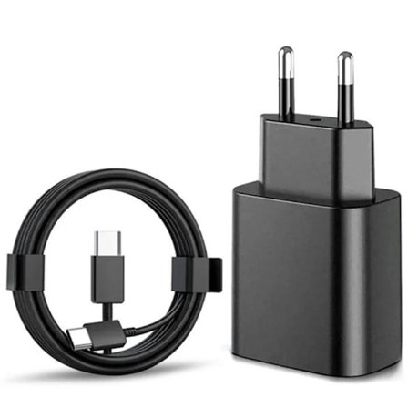 (Spesialtilbud) Hurtiglader 45W for Samsung USB-C + 2M USB C-kabel Svart