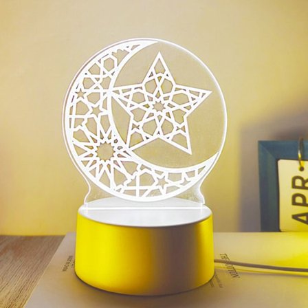 Akryl Eid Mubarak nattlys Ramadan Kareem dekorasjon
