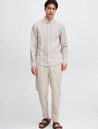 Casual Friday Cfanton Bd Ls Linen Shirt - Beige - S