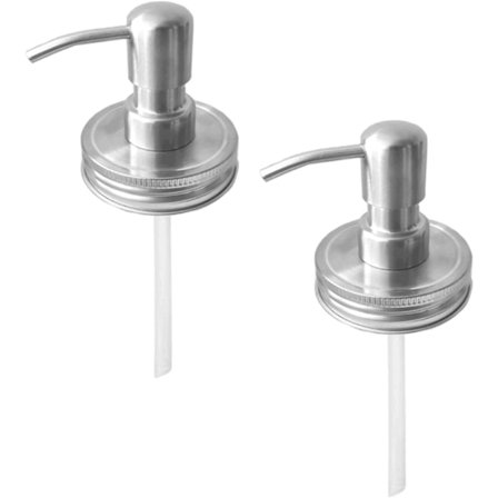 2-pack rostfri tvålpumpsdispenser - Rustik handtvålpump för Masonburkar, idealisk för diskmedel och lotion, 480 ml kapacitet.