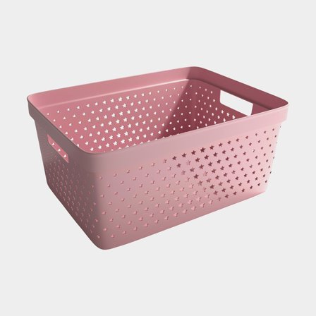 Förvaringskorg i plast Nordiska Plast Store It Star Basket, gammelrosa, 358 x 271 x 160 mm, 13 liter