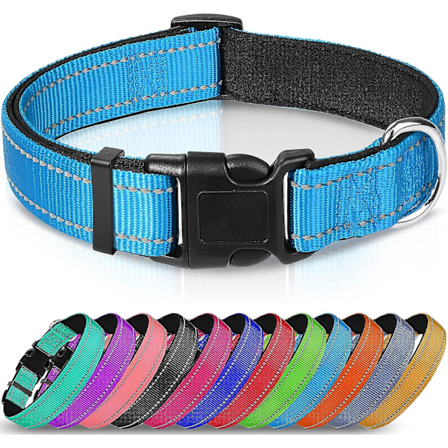 Nylon Hundekrage med Refleksstripe, Kattekrage, Blå, XS