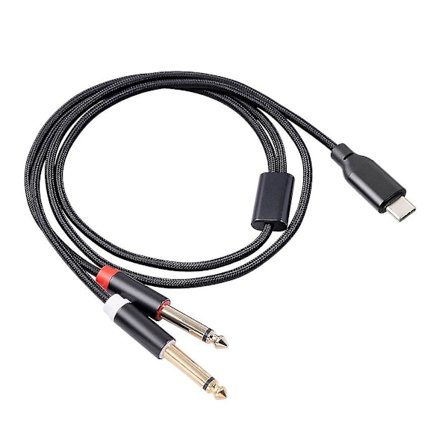 Usb C till Dual 6.35mm Audio Stereo Kabel Typ C till Dual 6.35mm Audio Sladd för Smartphone Multimedia