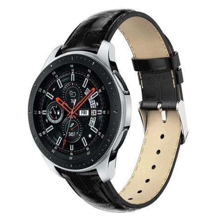 Samsung Galaxy Watch (46mm) erstatnings urrem i læder med krokodille tekstur - Sort Black