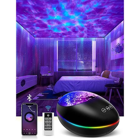 Galaksiprojektori, tähtitaivaan valtameren aaltogalaksivalo aikuisille ja lapsille makuuhuoneeseen, tähtiprojektoriyövalo valkoisella kohinalla, 