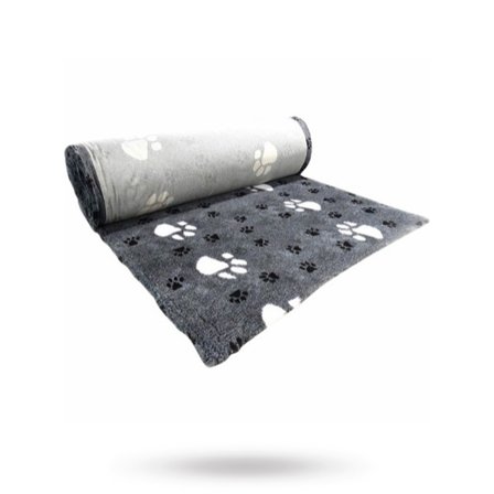 Companion - Companion ProFleece Hundfäll - Grå/Svart Med Tassar 100x75 cm