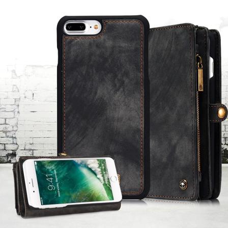 Iphone 7/8 Plus - Caseme 2-i-1 Multifunktionellt Plånboksfodral Black Svart