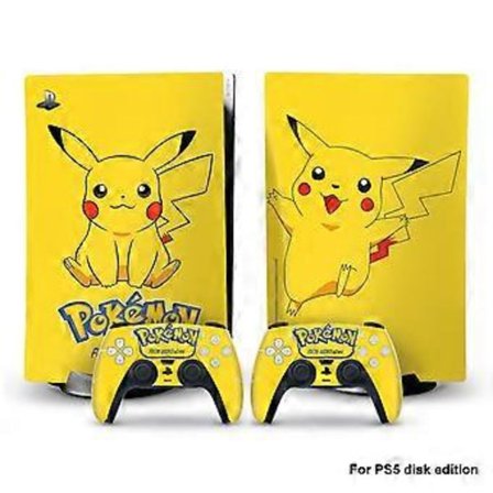 Playstation 5 Pikachu Anime Pokmon Ps5 Klistermärke Dekal och Kontroller Stickers Set, Repskydd (Disk)