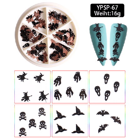 6 Grids Christmas Snowflakes Nail Sequins Halloween Slices 3d N