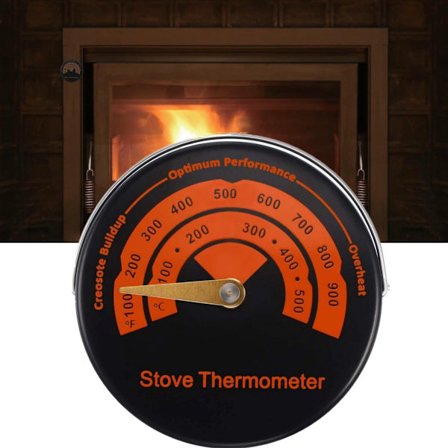 Pejstermometer til måling af skorstensrøgtemperatur - Magnetisk brændeovnstermometer - Orange