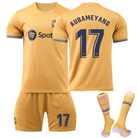 22-23 Barcelona jalkapallopaita Messi No. 10 No. 9 Lewandowski 8 Pedri 17 Aubameyang paita lasten puku No. 17 with socks Children's size 28