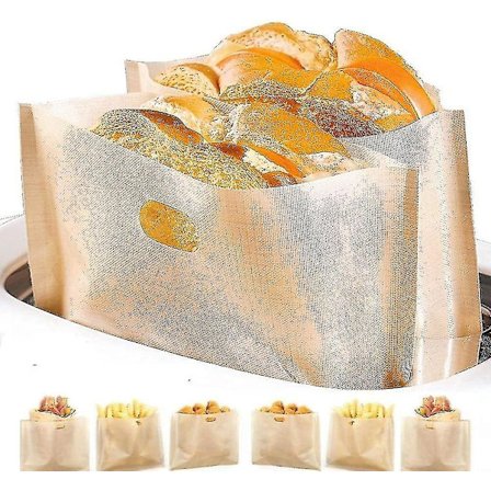 Tarttumaton uudelleenkäytettävä leivänpaahtopussi, 6 pestävää Teflon-leivänpaahtopussia, 16*16,5 cm