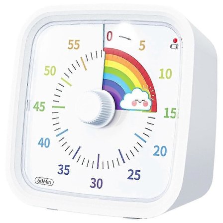 Vit 60-minuters visuell timer med skyddsfodral [DB]