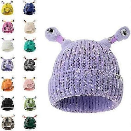 Vinter Foreldre-barn Søt Glødende Liten Monster Strikkelue, Morsom Søt Monster Beanies Lue, Morsom Glødende Monster Strikket Lue - KC