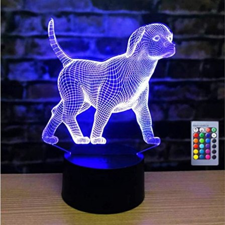 3D Hund Nattlys Bordlampe Optisk Illusjon Lamper 16 Fargeskiftende Lys LED Bordlampe Jul Hjem Kjærlighet Bursdag Barn Barn Dekor Leke Gave