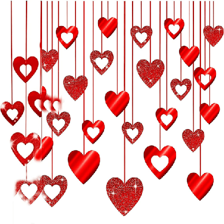 60 stk. Røde hjerter dekorative hengende sett Valentinsdag ornamenter,