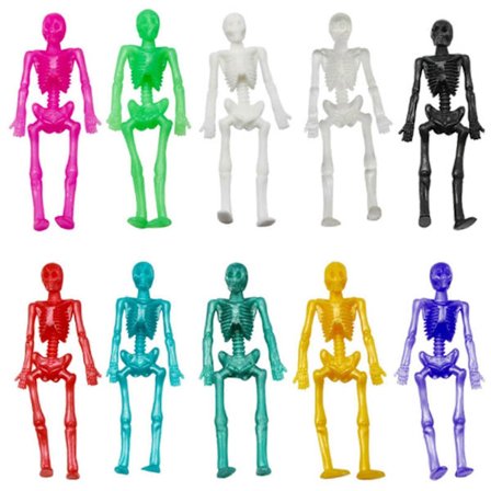 10 stk. Halloween Elastiske Leker Nyhet Elastiske Skjelettleker Knask eller Knep Leker for Halloween Festgaver Godtepose