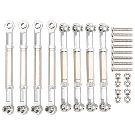 8 stk. Opgradering Metal Trækstang Styretøjsstang til WPL/MN/Feiyu 1/16 RC Bil Reservedele Sølv