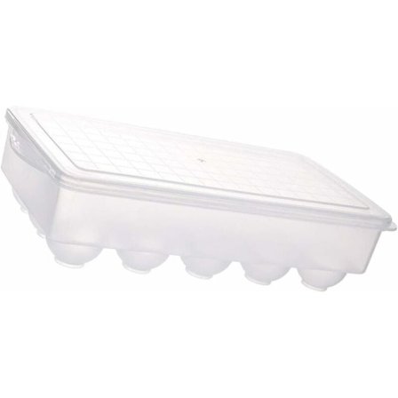 Transparent æggebakke køleskabs æggebakke 15 gitter æg stableskuffe køkken djævleæggebakke med låg (transparent farve)