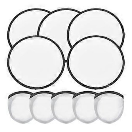 5 stk. Foldbare Flyvende Diskus Vifter 25 cm Sublimationsvifter Polyester Sort Kant Foldbar Viftesæt med Taske til Sort
