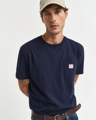 GANT - T-skjorte med kontrastdetaljer til herre evening blue