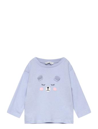 Printed Long Sleeve T-Shirt Tops T-shirts Long-sleeved T-shirts Blue Mango