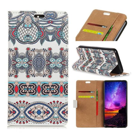 Huawei Mate 20 Lite mobilfodral konstläder silikonmaterial stående plånbok tryckmönster – Arabiskt blommönster