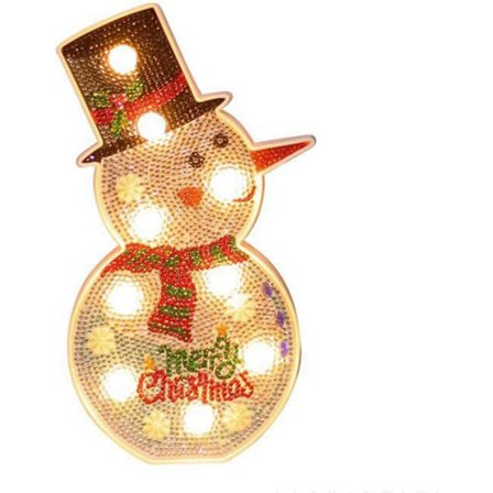 Diamantmålning Lampa, DIY LED Diamantmålning Snögubbe Nattlampa
