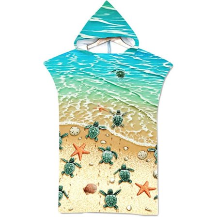 1 stk. Strandhåndklær Blå Skilpadde Badeponcho for Voksne, Stor Størrelse A