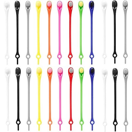 24 stk Late Laces, Vanntette Laces uten Snøring, Laces uten Snøring for Barn og Voksne, Bærbare Løpesko Silikon Laces, Fargerike