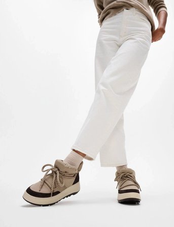 FitFlop F-Mode W/Resistant Biofleece Mesh Flatform Booties - Beige - EU42