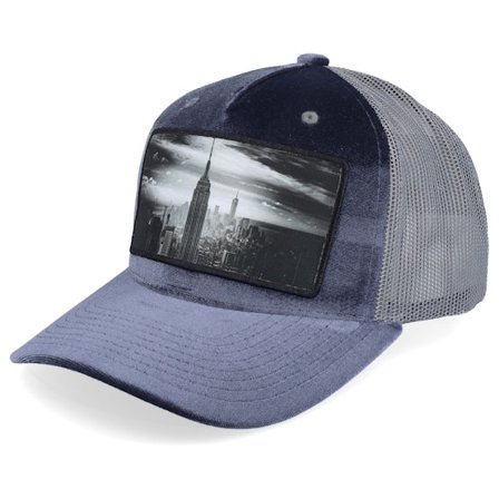 Calza Pennello - Blau trucker Cap - New York Skyscraper Velvet Grey/Grey A-frame @ Hatstore