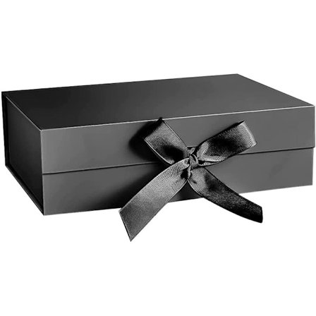 Box- med lock, Box- Bowknot Box- Rektangulär magnetisk dekorativ box, för födelsedagsförpackning (svart)