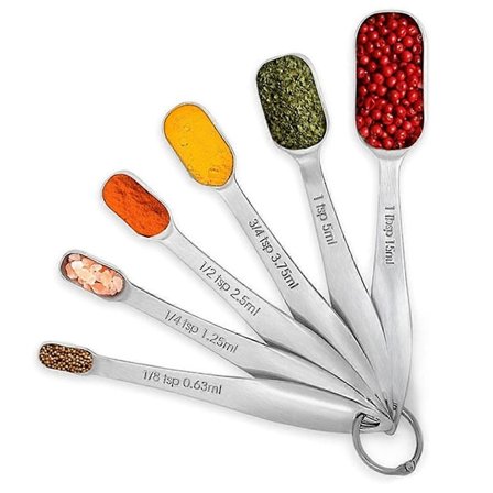 Krydderiske med vægt Måleskesæt Rustfrit stål Krydderi Måleske Køkkenredskaber B