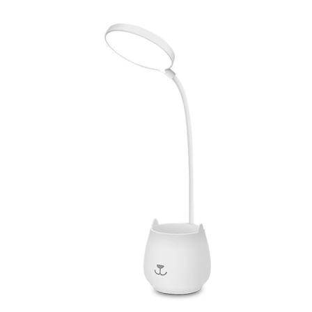 Kosketushimmennettävä LED-pöytälamppu kynätelineellä, 3 valaistustilaa ja 24 LEDiä, langaton USB lataus, silmiä hoitava yöpöytälamppu lapsille 