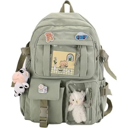 Cute Backpack Large Capacity - With Decorative Pendants & Pins, For All School Ages