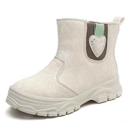 Barn Vinter Snö Boots Varma Ankel Boots Pojkar Flick Anti-Slip Vinterskor E821 Beige 36