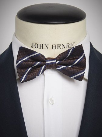 John Henric Men's Brown Striped Bow Tie Size Pre-tied