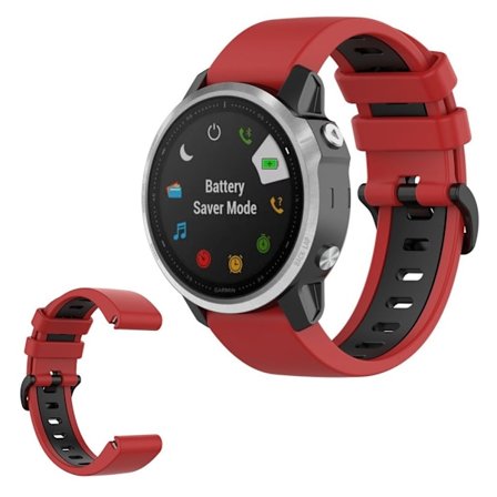Garmin Fenix 6S / 5S tofarvet silikone-urrem - Rød / Sort